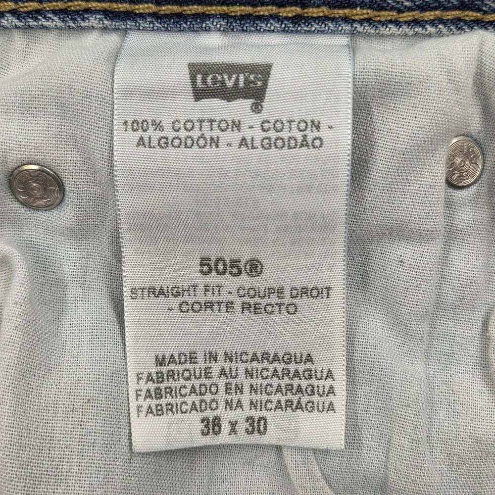 Levis 505 Straight Fit Mens Jeans 36x30 Medium Wash‎ Blue Denim 100% Cotton Y2K